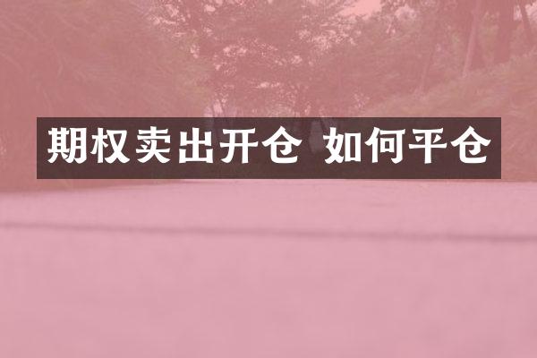 期权卖出开仓 如何平仓