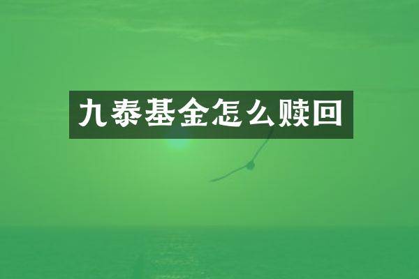 九泰基金怎么赎回