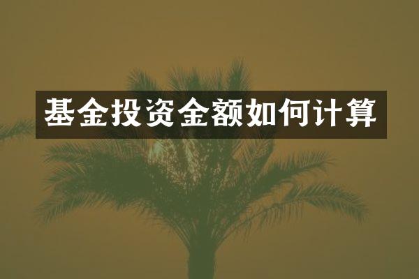 基金投资金额如何计算