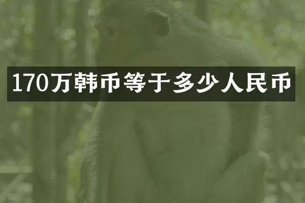 170万韩币等于多少人民币