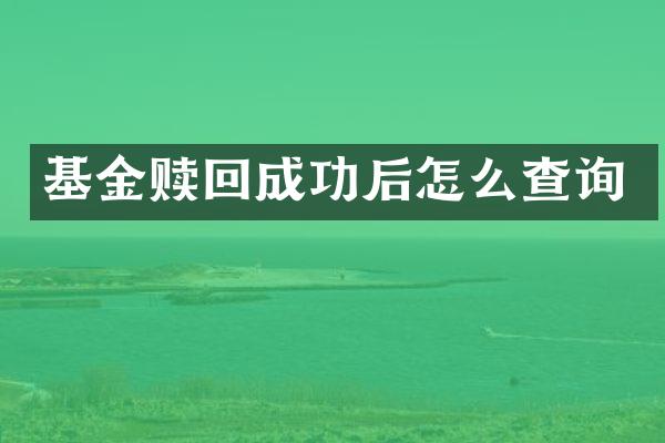 基金赎回成功后怎么查询
