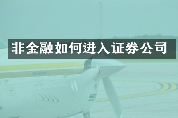 非金融如何进入证券公司