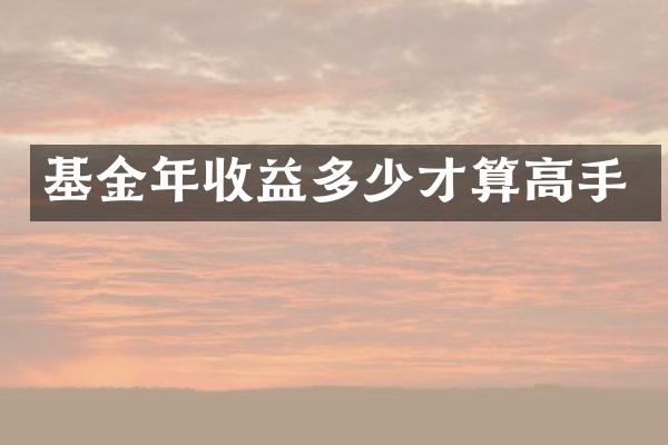 基金年收益多少才算高手