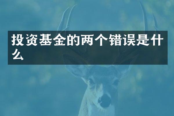 投资基金的两个错误是什么