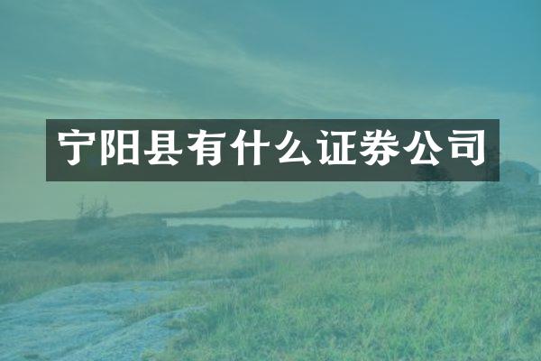 宁阳县有什么证券公司