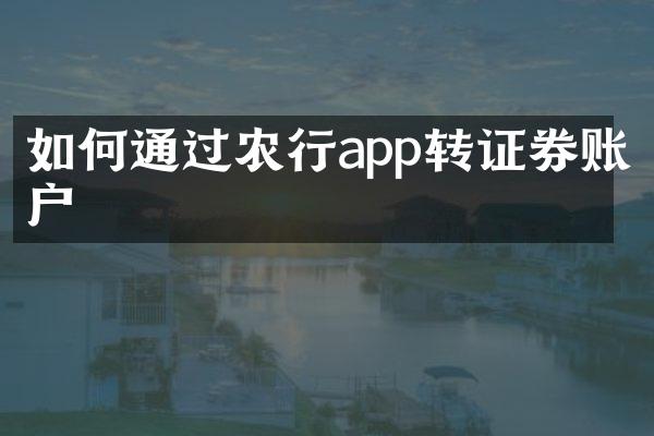 如何通过农行app转证券账户