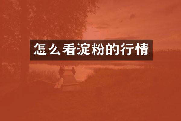 怎么看淀粉的行情