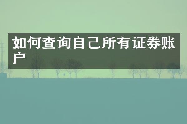 如何查询自己所有证券账户