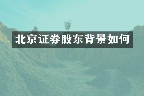 北京证券股东背景如何