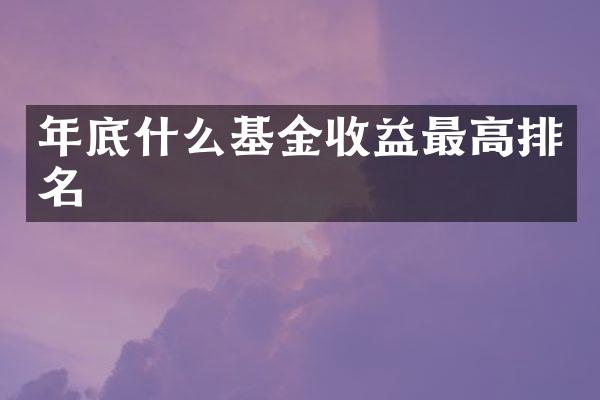 年底什么基金收益最高排名