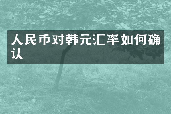 人民币对韩元汇率如何确认
