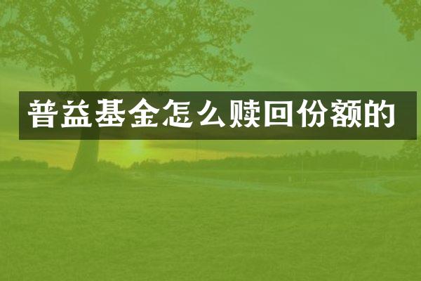 普益基金怎么赎回份额的