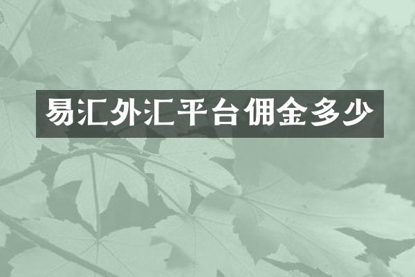 易汇外汇平台佣金多少