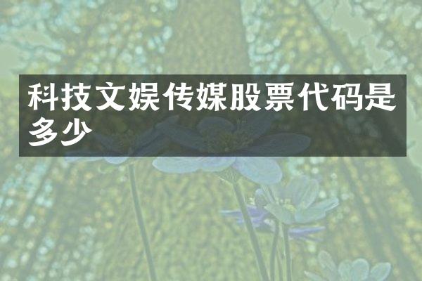 科技文娱传媒股票代码是多少