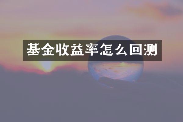 基金收益率怎么回测