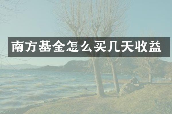 南方基金怎么买几天收益