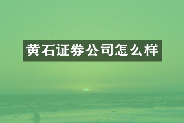 黄石证券公司怎么样