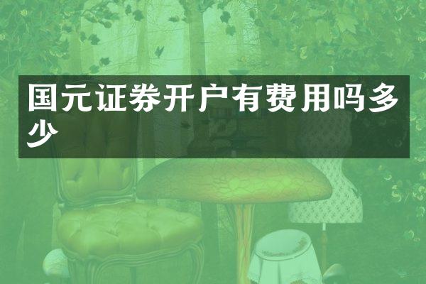 国元证券开户有费用吗多少