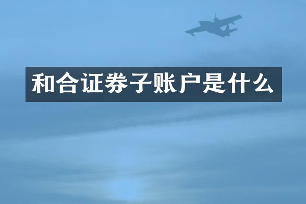 和合证券子账户是什么