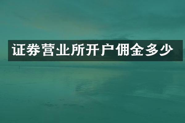 证券营业所开户佣金多少