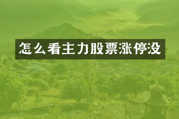 怎么看主力股票涨停没