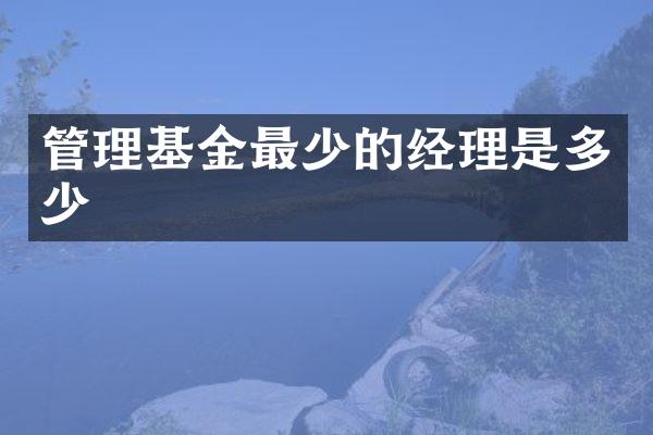 管理基金最少的经理是多少