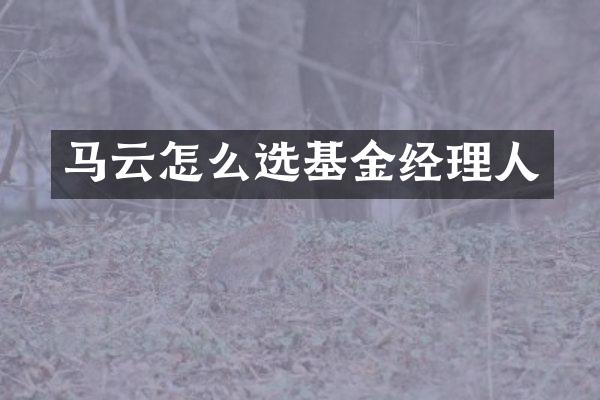 马云怎么选基金经理人