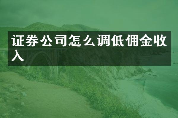 证券公司怎么调低佣金收入