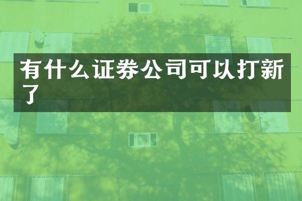 有什么证券公司可以打新了
