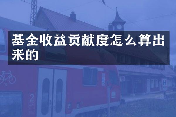 基金收益贡献度怎么算出来的