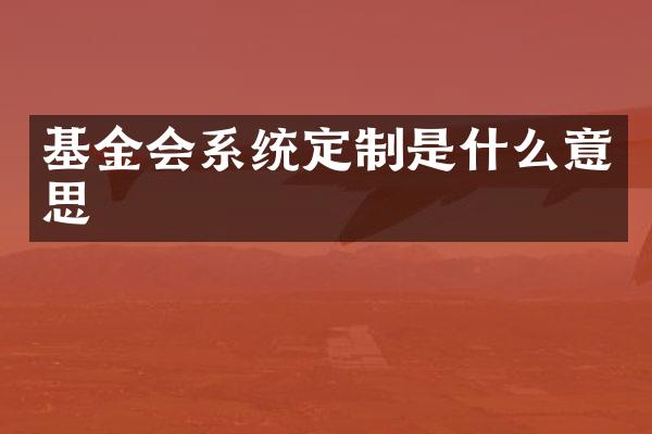 基金会系统定制是什么意思