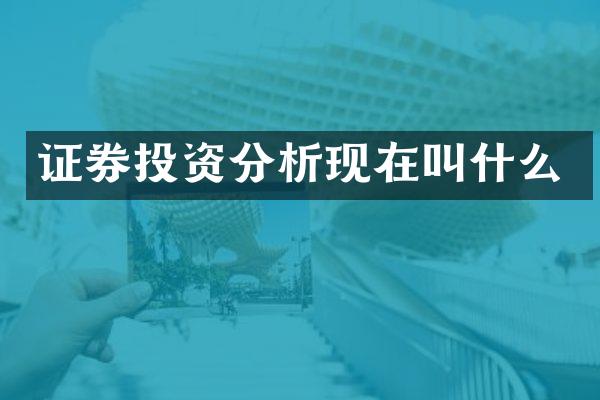 证券投资分析现在叫什么