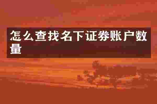 怎么查找名下证券账户数量