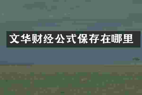 文华财经公式保存在哪里