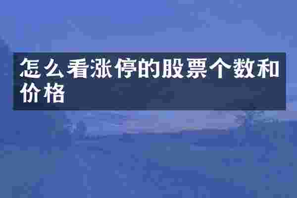 怎么看涨停的股票个数和价格