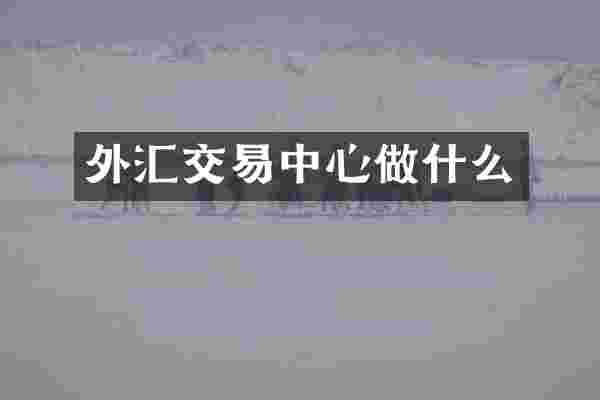 外汇交易中心做什么