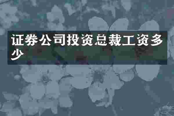 证券公司投资总裁工资多少