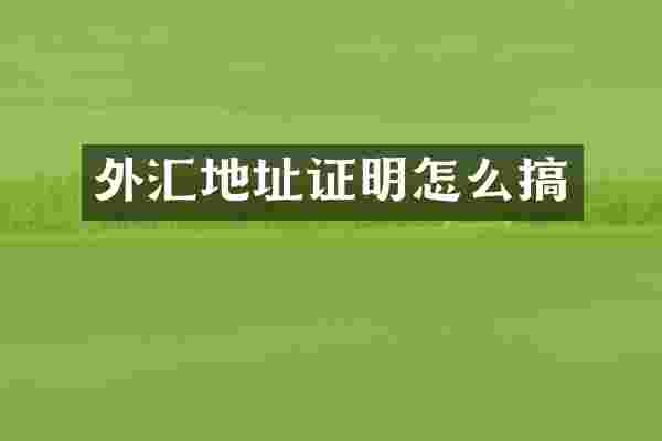 外汇地址证明怎么搞