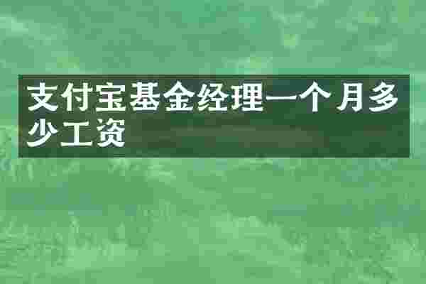 支付宝基金经理一个月多少工资