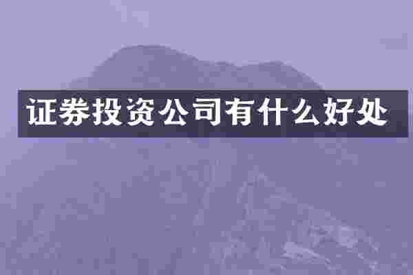 证券投资公司有什么好处