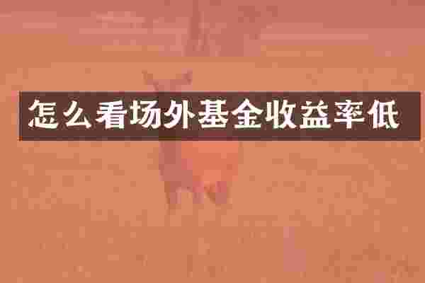 怎么看场外基金收益率低