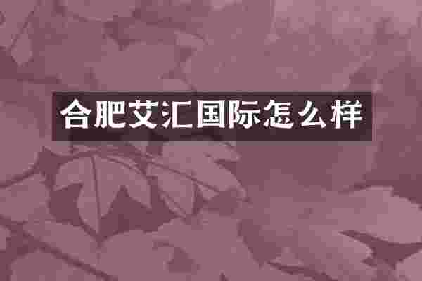 合肥艾汇国际怎么样