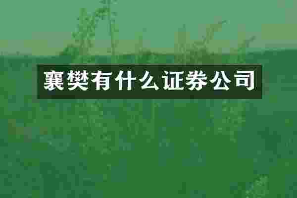 襄樊有什么证券公司