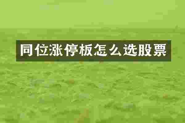 同位涨停板怎么选股票
