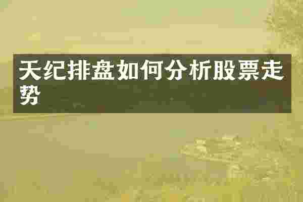 天纪排盘如何分析股票走势