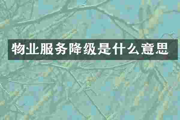 物业服务降级是什么意思