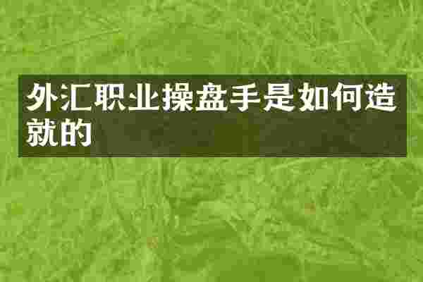 外汇职业操盘手是如何造就的