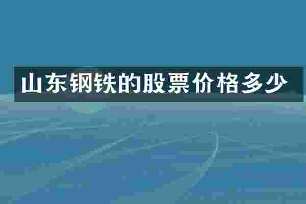山东钢铁的股票价格多少