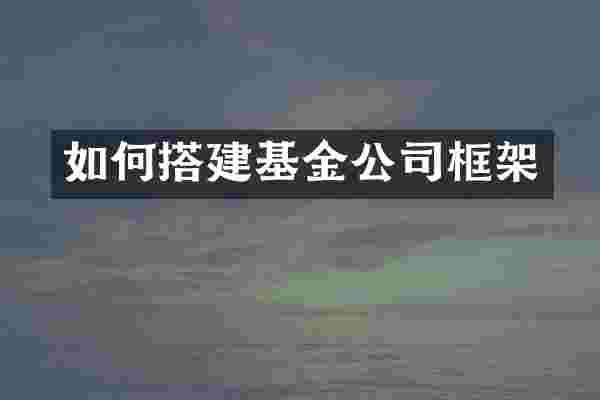 如何搭建基金公司框架