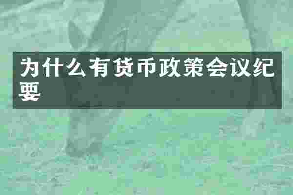 为什么有货币政策会议纪要